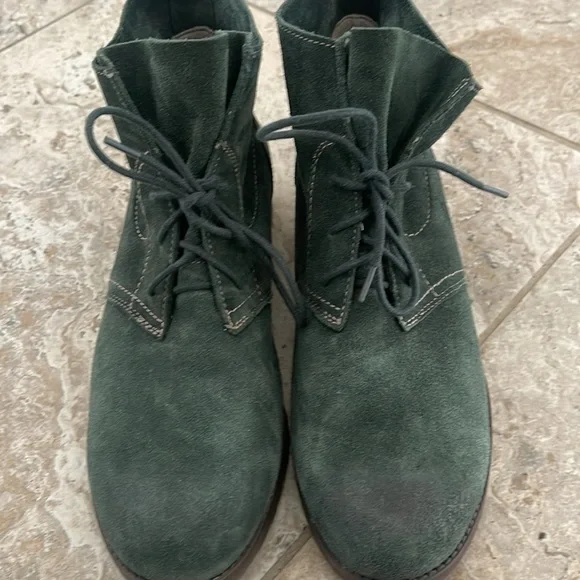 Naturalizer Women's Endellion Green Suede Leather lace up booties Sz 11M - Picture 5 of 16